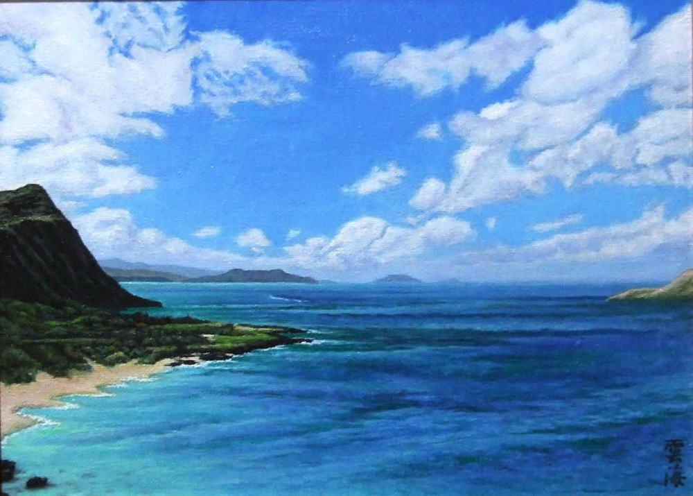 雲海洋次★遠望★油彩★真作★美品★ 真作油彩 雲海 洋次 作 F4号 (遠望 雲) 遠くの海や雲を眺める