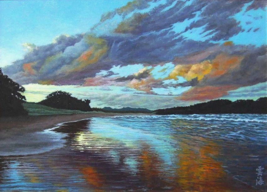 新作: 雲海 洋次 作 [ 浜辺 2 ] 油彩 F4号